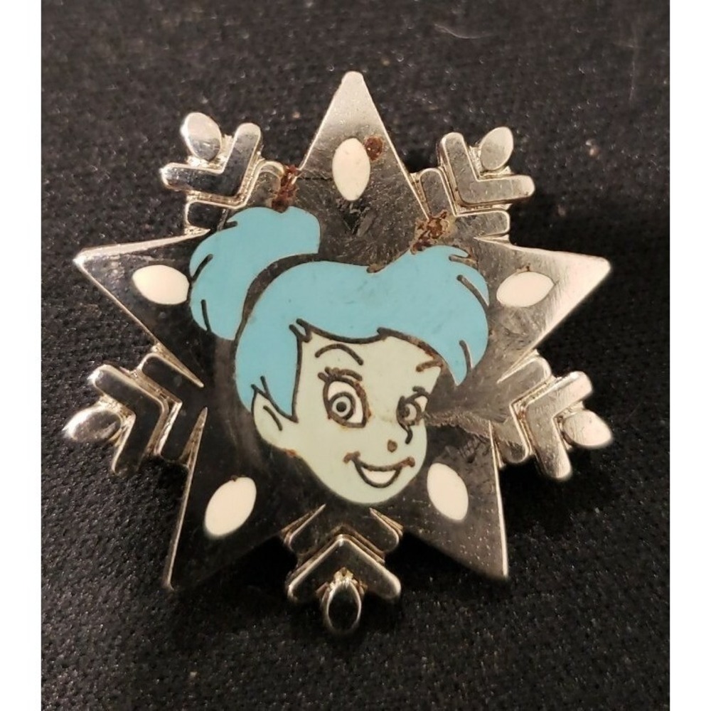 Disney Pin Tinker Bell Snowflake 58487 Disneyland Hidden Mickey 2007 Silver Blue